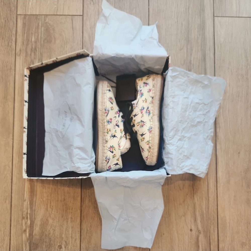 Prada Womens Floral Cream Sneakers - Picture 5 of 12